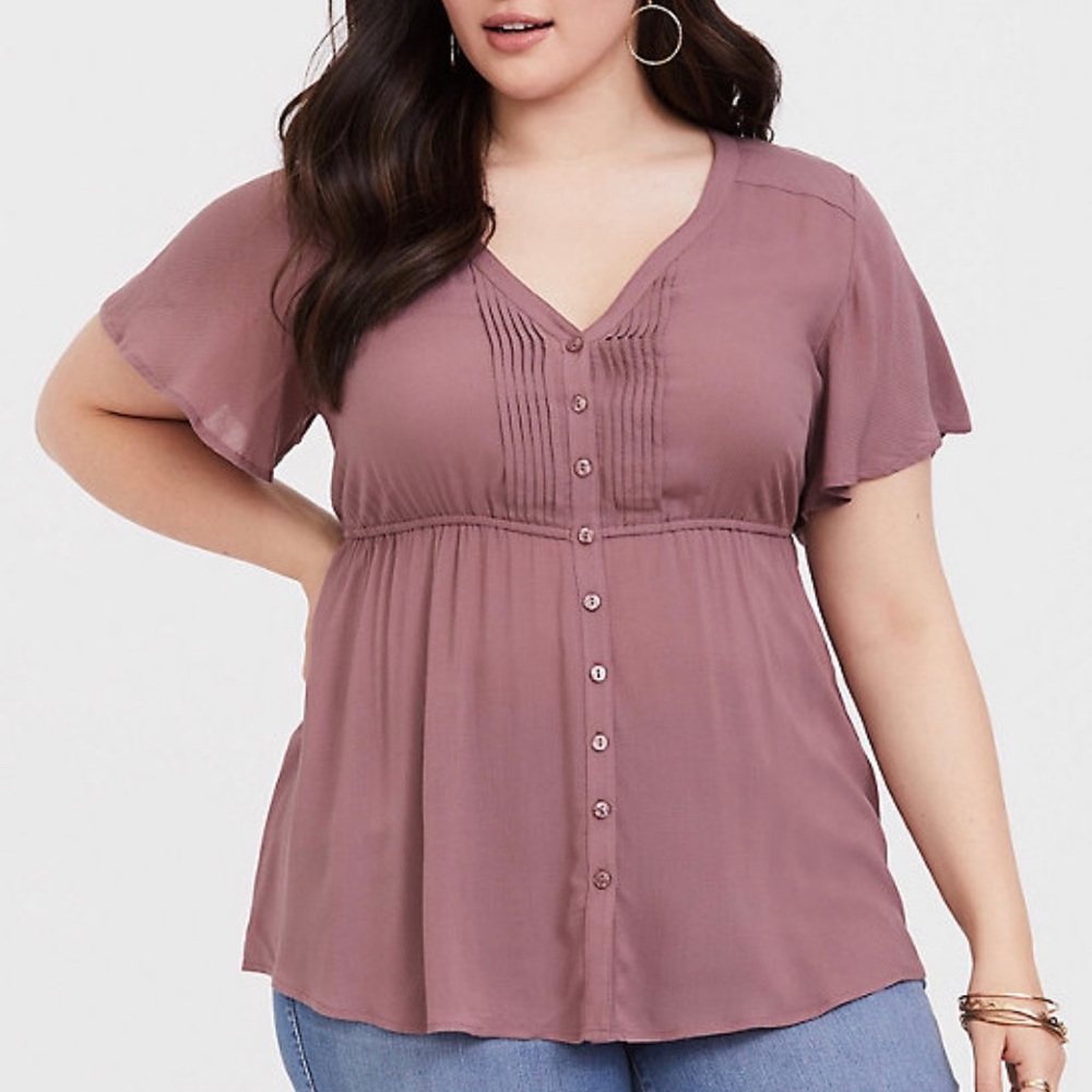 Dusty Rose Dobby Pintuck Blouse